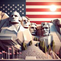 Mount Rushmore National Memorial, Origami Style - obrazy, fototapety, plakaty
