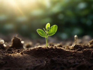 Unveiling Nature's Miracle: The Emergence of a Vibrant Green Seedling Generative AI