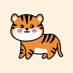 Tiger color element. Hand drawn animals.