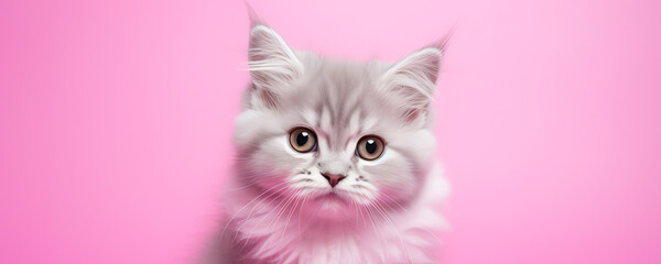 kitten on pink, AI generated