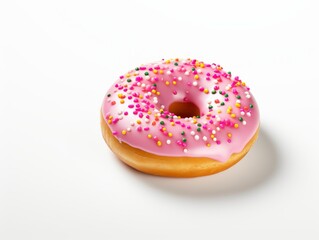 Deliciously Irresistible Pink Sprinkled Donut - A Treat You Can't Miss! Generative AI