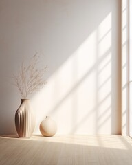 Fototapeta na wymiar Stunning Minimalist Design: The Elegance of a Vase and White Frame Floor Display Generative AI