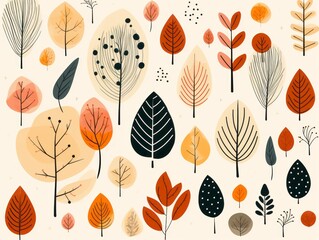 Experience the Vibrant Magic of Fall with Our Exclusive Autumn Leaves & Trees Vector Design Generative AI