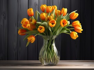 Vibrant Tulips Dance in the Sun: The Spectacle of Bright Yellow Blooms Unveiled Generative AI