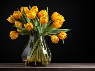 Radiant Yellow Tulips: A Closer Look at Nature's Vibrant Beauty Generative AI