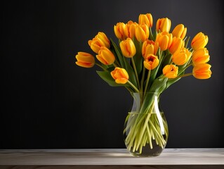 Radiant Yellow Tulips: A Burst of Sunshine Captured in a Close-Up Shot Generative AI