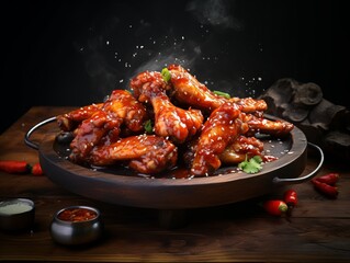 Sizzling BBQ Grilled Chicken Wings - A Finger-Licking Delight! Generative AI