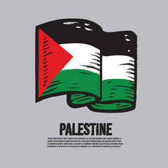 Vector drawn brush stroke flag of palestine country vector illustration