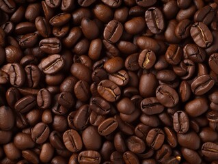 Fototapeta premium Uncover the Richness: Exclusive Look into Textured Dark Brown Coffee Beans Generative AI