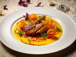 Succulent Duck with Fresh Parsley & Tangy Orange Sauce - A Gourmet Delight! Generative AI