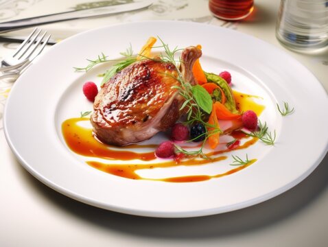 Savory Duck with Zesty Orange and Fresh Parsley Sauce - A Must-Try Dish! Generative AI