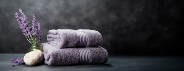 An elegant luxury spa scene in lavender tones