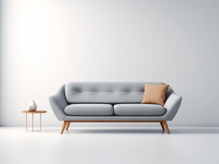 Elegant Gray Sofa with Wooden Legs: The Perfect Addition to Your Modern Living Space Generative AI