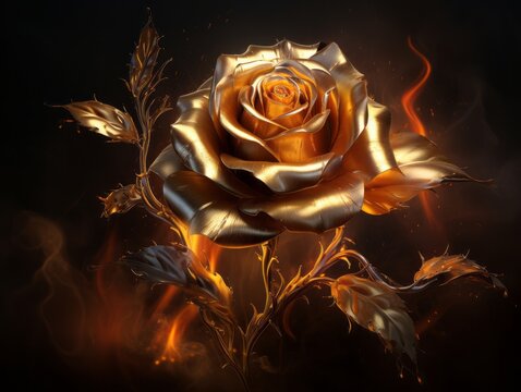 Stunning Golden Rose: Experience Elegance and Beauty in High Definition Generative AI