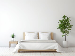 Simplicity at its Finest: Experience Serenity in a Minimalist White Bedroom Generative AI