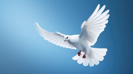 White dove flying in the sky. AI