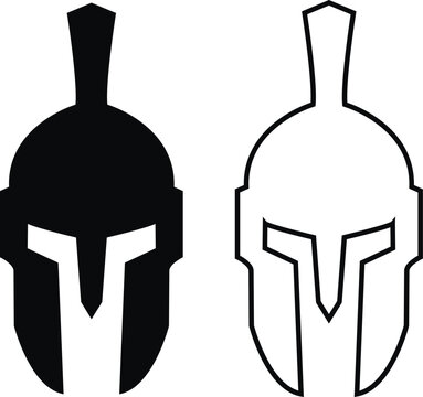 spartan helmet icon in flat, line style set isolated on transparent background use for safety Greek gladiator design elements emblems create for logo, label, sign, symbol. Vector for apps and website