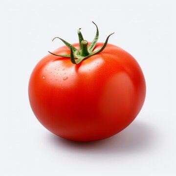 Stunning Close-up of a Fresh, Red Tomato on Pure White Background - Picture Perfect! Generative AI