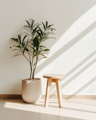 Unleash Nature's Beauty: Stunning Plant On A Vintage Wooden Stool Generative AI