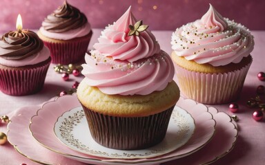 Festive pink cupcake