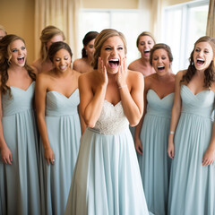 Fototapeta premium bridesmaids celebrating with their bride friends girls only