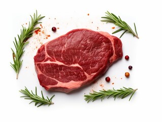 Prime Quality Beef Showcase: Ultimate Freshness On a Pristine White Background! Generative AI