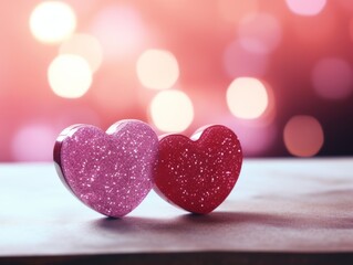 Obraz premium Captivating Love: Discover the Allure of Two Red Hearts With Top Clings Generative AI