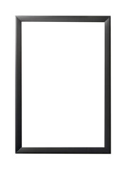 black modern metal picture frame isolated on a transparent background