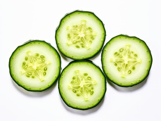 Exquisite Artistry: Masterfully Cut Fresh Zucchini on Pristine White Background! Generative AI
