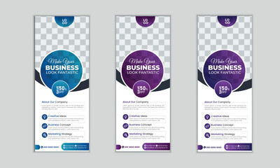 Vector corporate business rollup or pullup banner design template
