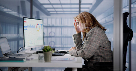 Obraz na płótnie Canvas Unhappy, Tired Accountant: Stressed Employee