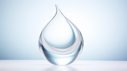 Fototapeta premium a drop of water on a white surface with a light blue back ground and a light blue back ground with a light blue back ground.