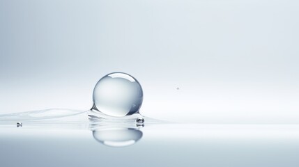  a drop of water sitting on top of a table next to another drop of water on top of a table.