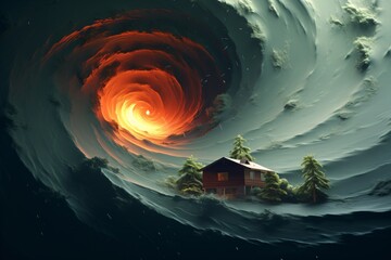 3d graphic illustration of a storm, tsunami and cyclone - obrazy, fototapety, plakaty