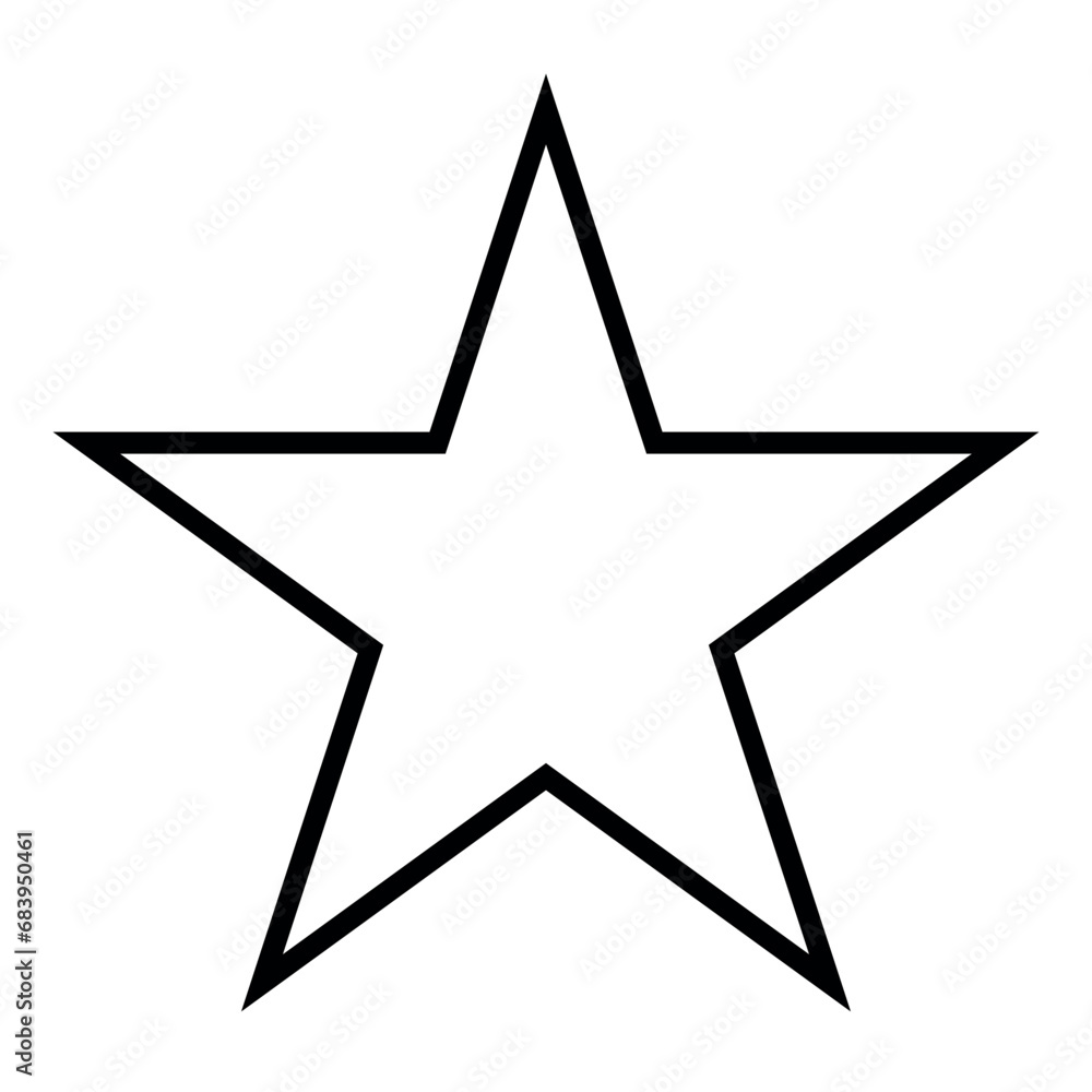 Wall mural star shape symbol, black and white vector silhouette illustration of simple five-pointed star