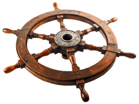 Steering ship wheel isolated transparent png