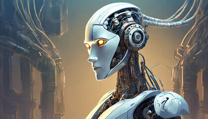 Fototapeta premium Artificial Intelligence concept, humanoid robot