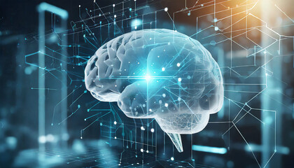 Artificial intelligence AI development for future of people living. Digital data and machine learning technology design for computer brain by using big data operating information in cyber system