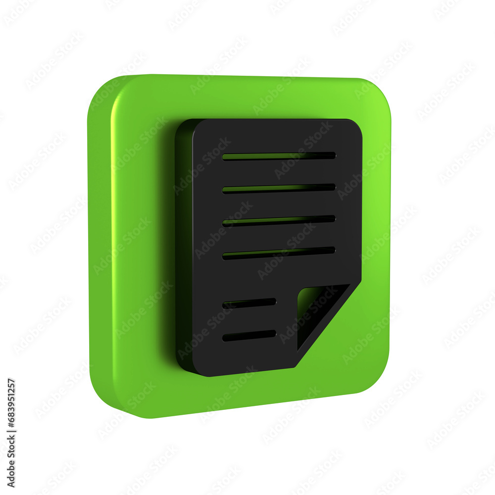 Poster black file document icon isolated on transparent background. checklist icon. business concept. green