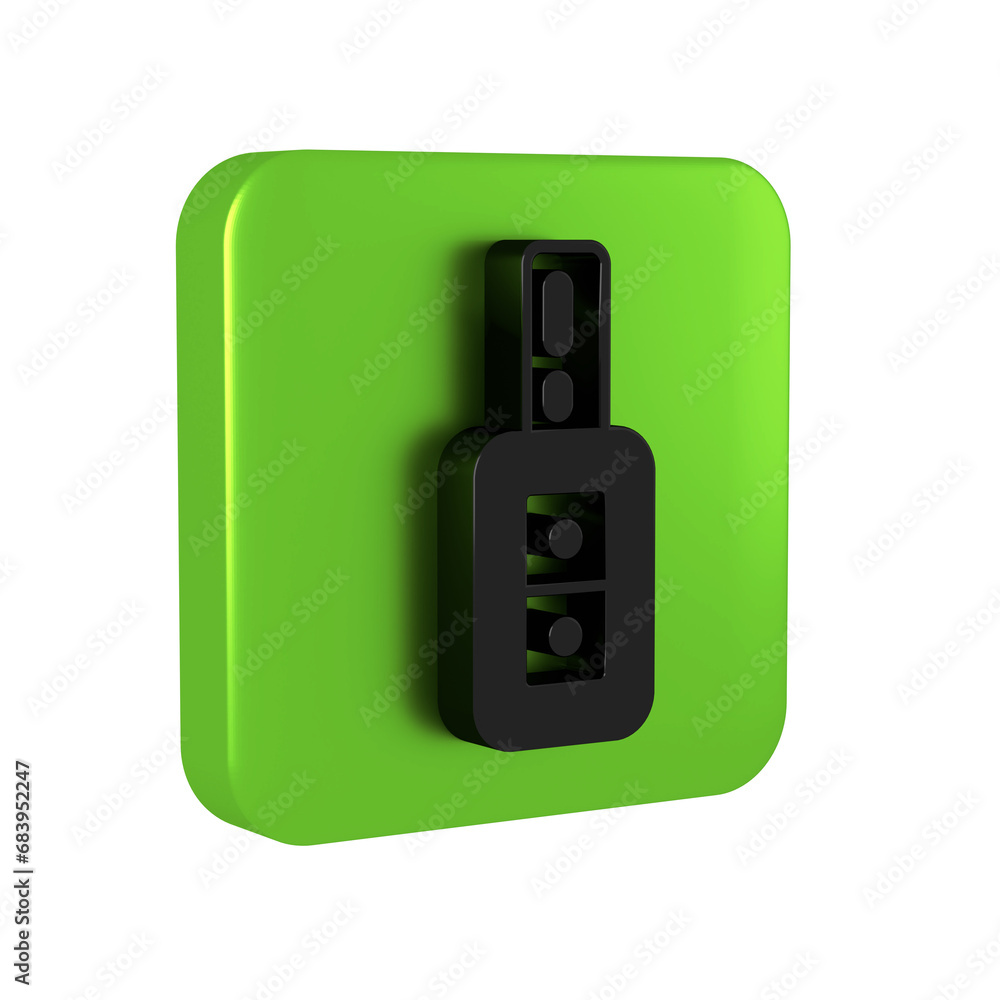 Poster black car key with remote icon isolated on transparent background. car key and alarm system. green s