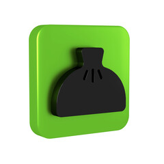 Black Dumpling icon isolated on transparent background. Traditional chinese dish. Green square button.