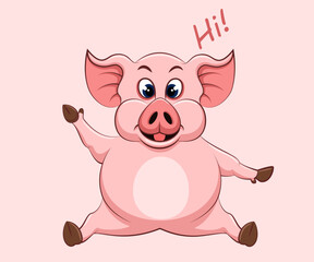 pink pig cartoon illustration