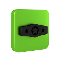 Black Boxing belt icon isolated on transparent background. Belt boxing sport championship winner fight award. Green square button.