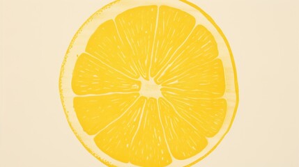  a close up of a slice of lemon on a white background with a line drawn across the top of the slice.