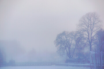 Obraz na płótnie Canvas View of canal at winter