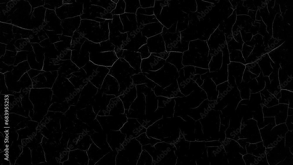 Poster black wall with cracked paint as a textured abstract background for a page, template or web banner