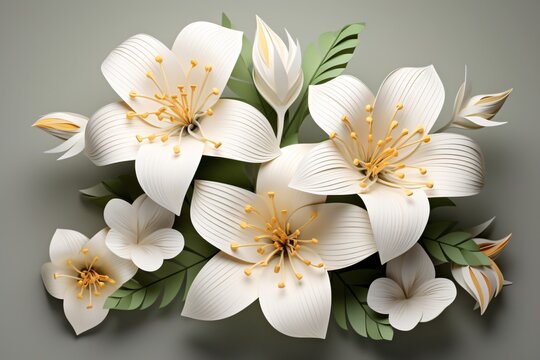 Beautiful white flowers 3d wallpaper