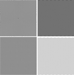 Set of monochrome gray geometric vector backgrounds drawn in linear style