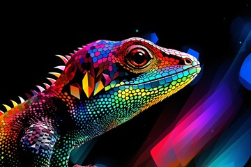 Fototapeta premium Illustration of a glowing neon lizard