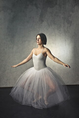 ballerina during an exercise. studio shot